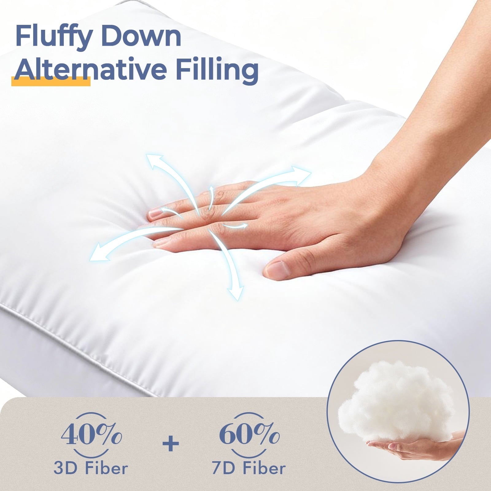 Hotel Collection Pillows Queen Size Set of 2, Bed Pillows for Side and Back Sleepers, Soft Down Alternative Pillows, Hotel Quality and... - Hotel Quality Plush Sleeping Pillows Detail