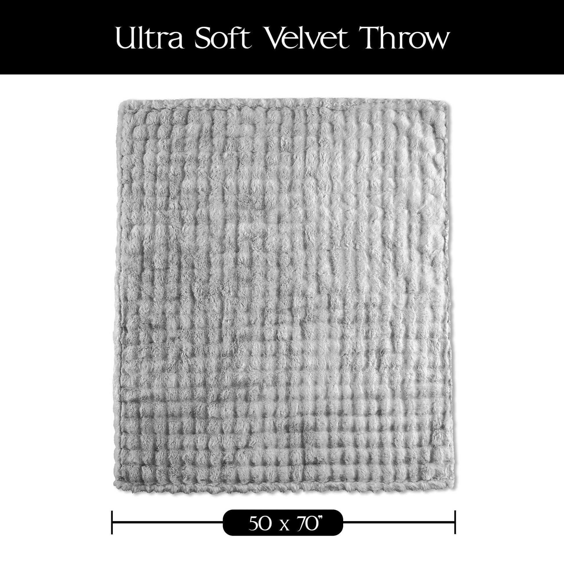 Reversible Sherpa Serenade Gray Textured Faux Fur Throw Blanket, 50 x 70 - Luxury Knitted Decorative Throw Blanket with Fringes Detail