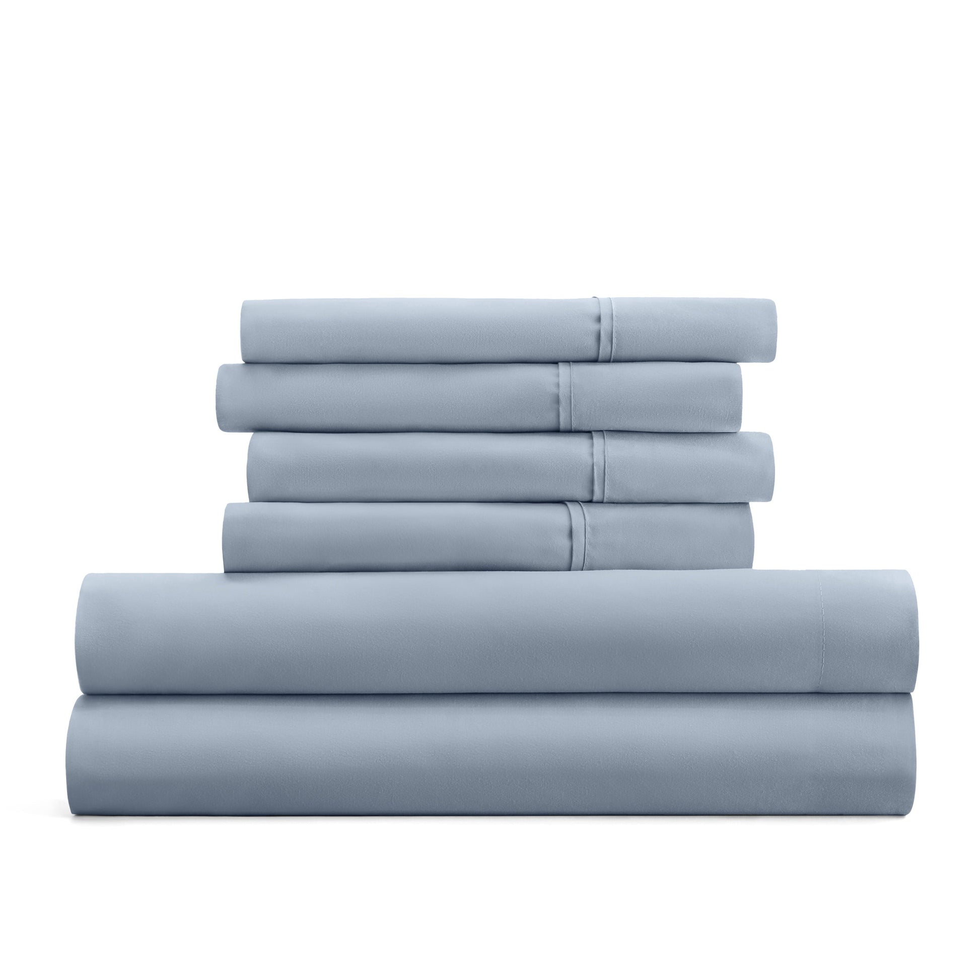 Ultra-Soft Queen, Light Blue Solid Microfiber 6 Piece Bed Sheet Set - Premium Ultra-Soft Pillowcase Pair for Sleeping Detail