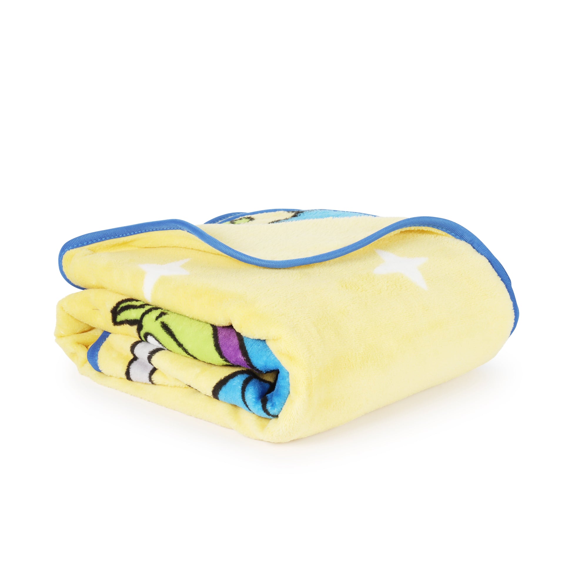 Lightweight Warm Space Kids Throw Blanket, Soft Coral Fleece, Yellow, 46" x 60" - Super Soft Reversible Sherpa Flannel Blanket Detail