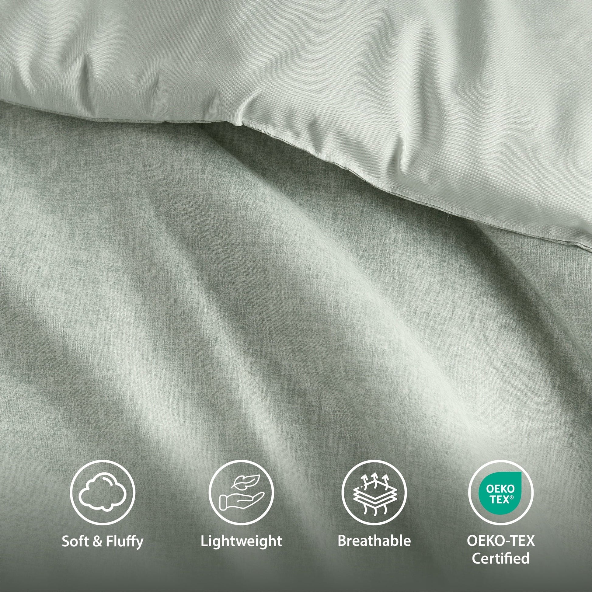 Hypoallergenic Cloud Full/Queen Comforter Sets, Reversible 3 Piece Extra Soft Bedding Set, Chambray Print Sage Green Comforter Bed Set wit... - Hypoallergenic Ultra-Fluffy Quilt for Winter Detail