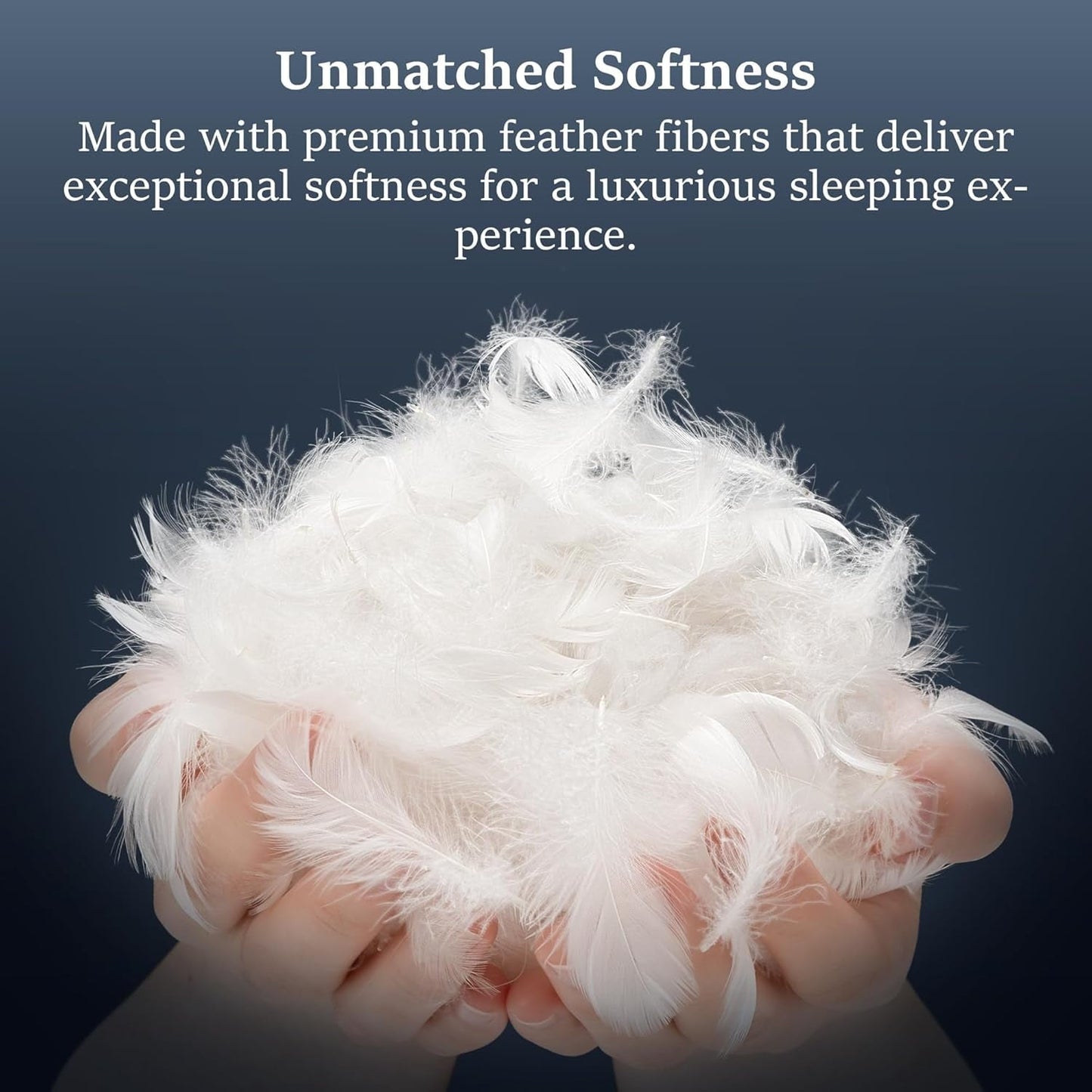 Ergonomic Memory Foam Goose Feather Pillows Queen Size Set of 2, Hotel Down Bed Pillow for Sleeping,Soft 600 TC Cotton Cover - Orthopedic Shredded Foam Bed Pillow Set Detail