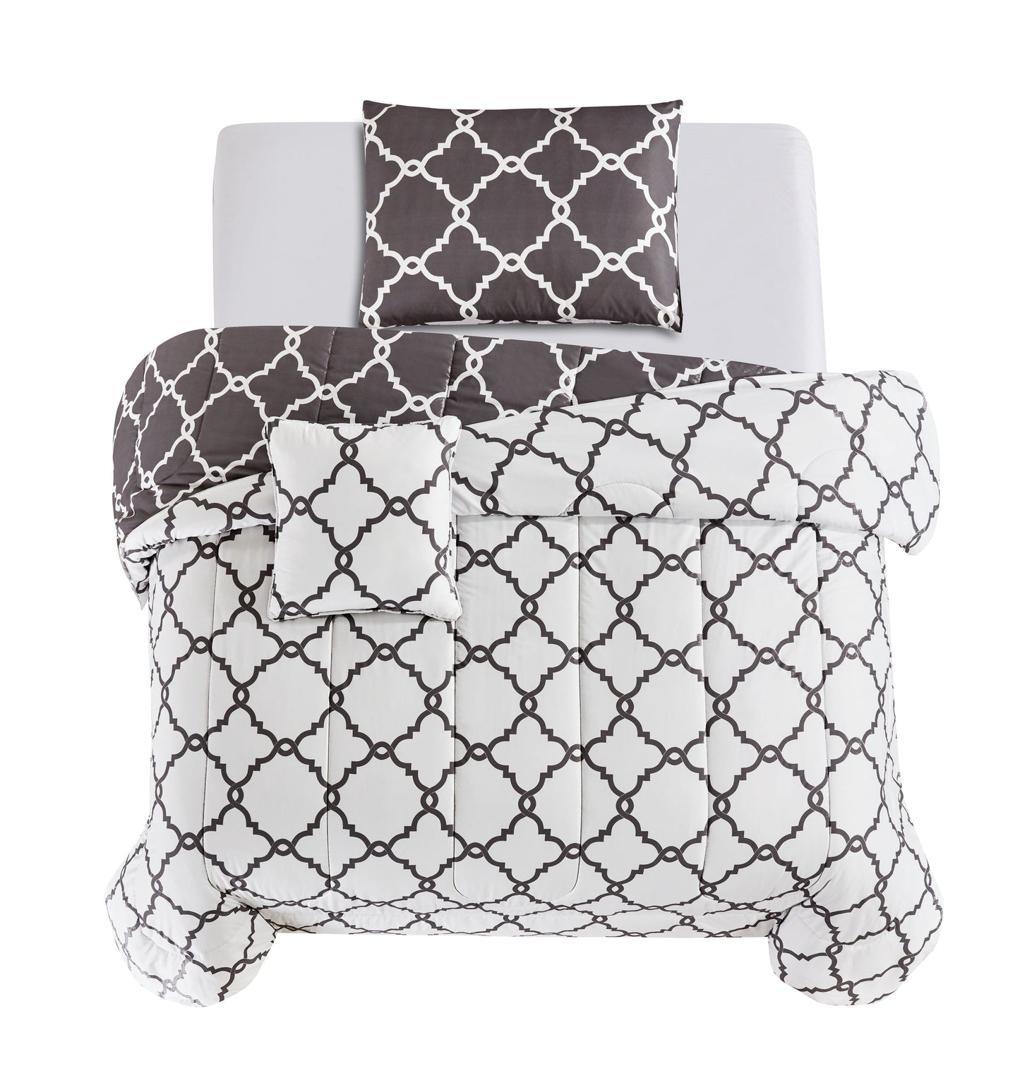 Luxurious Quilted 4 Piece Geometric Twin Comforter Set - Polyester Filling Reversible Washable Comforter Set - Luxurious Quilted Duvet Cover Set Detail