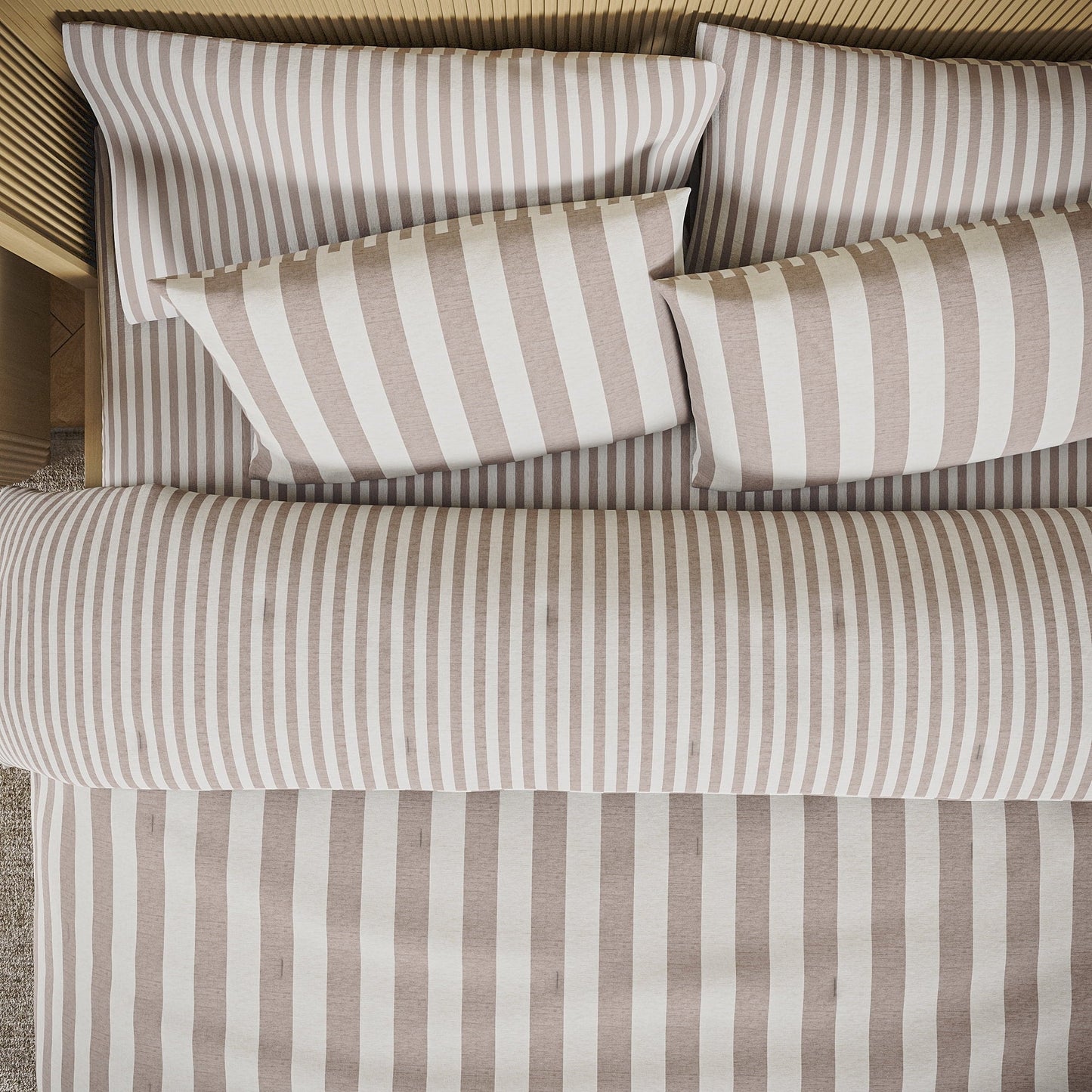 Heavyweight Warmth 100% Cotton Striped 3-Piece Natural Comforter Set, Full/Queen - Hypoallergenic Ultra-Fluffy Quilt for Winter Detail