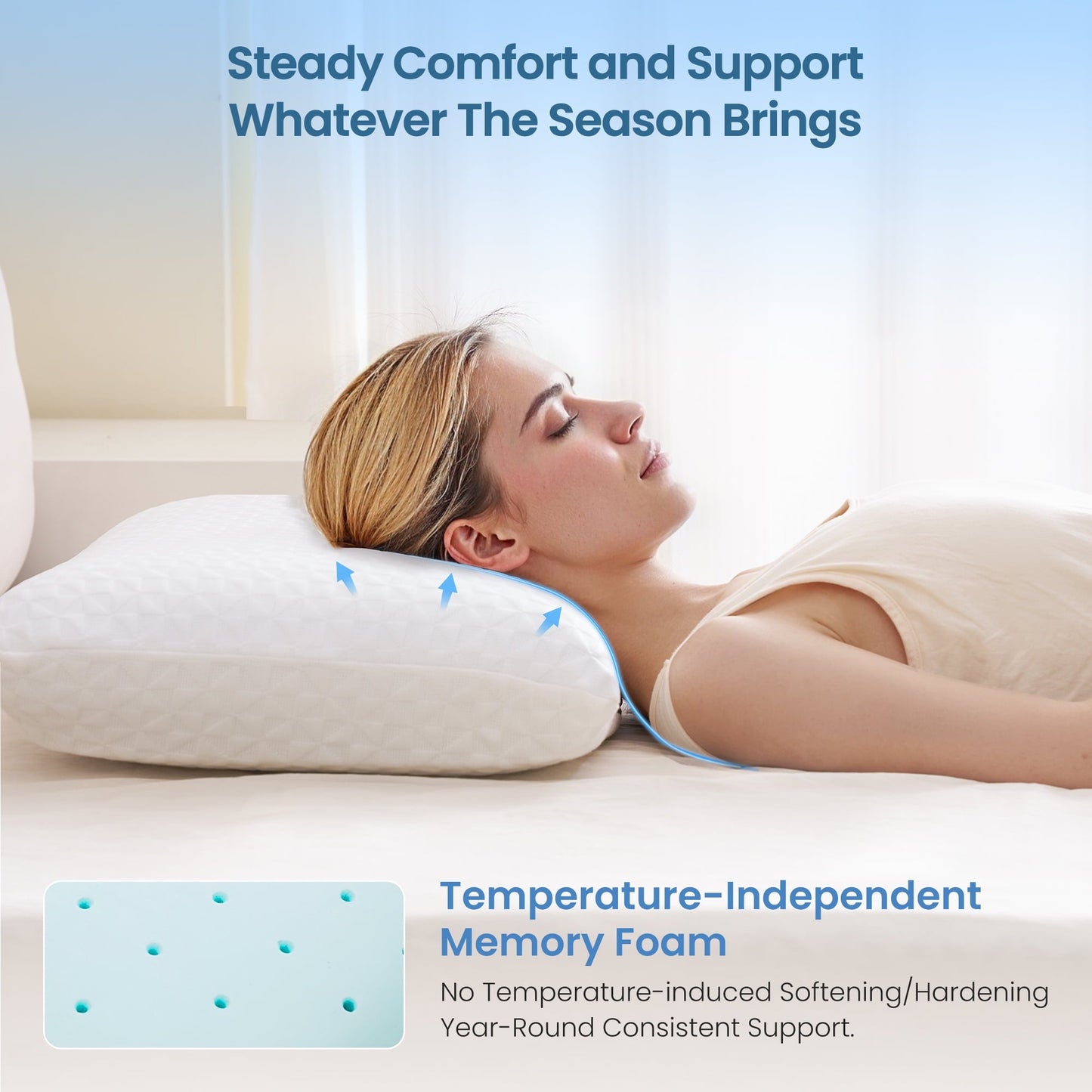 Fluffy Shredded Gel Memory Foam Pillow for Bed, Adjustable Height Bed Pillow with 0.8" Removable Insert, Ergonomic Neck Support for S... - Ergonomic Memory Foam Pillow for Neck Pain Support Detail