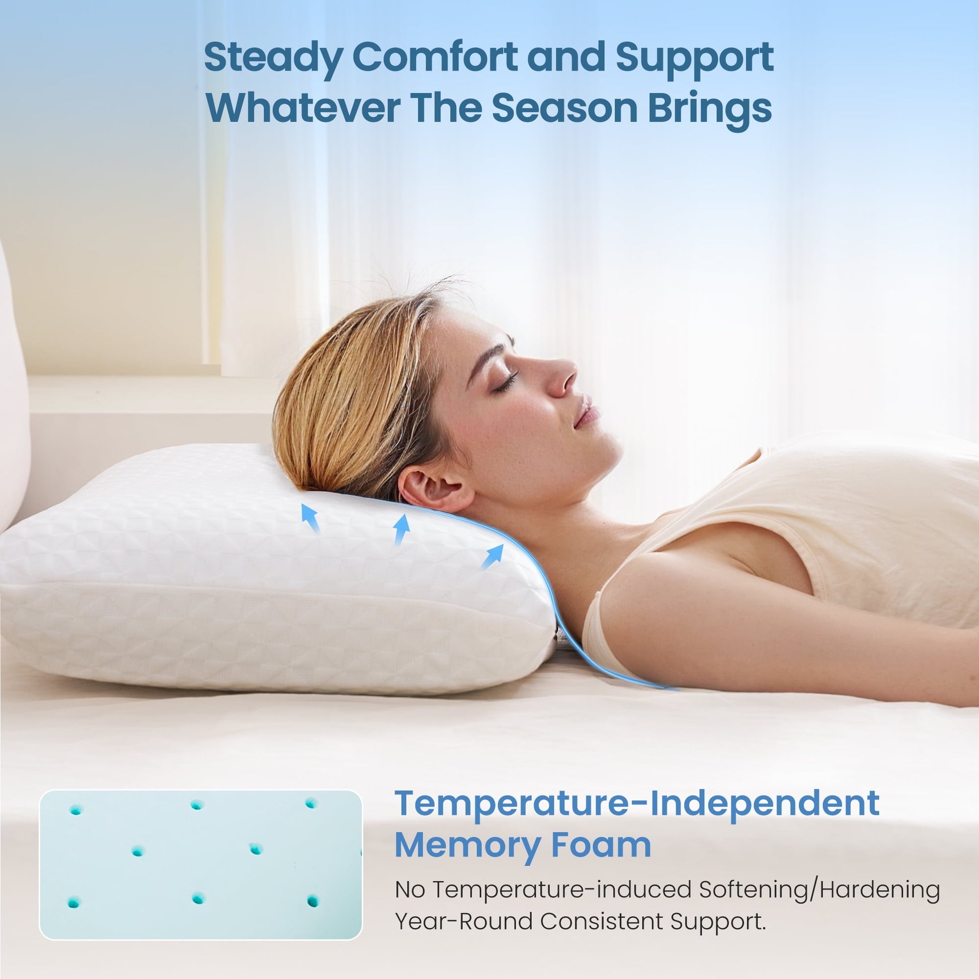 Fluffy Shredded Gel Memory Foam Pillow for Bed, Adjustable Height Bed Pillow with 0.8" Removable Insert, Ergonomic Neck Support for S... - Ergonomic Memory Foam Pillow for Neck Pain Support Detail
