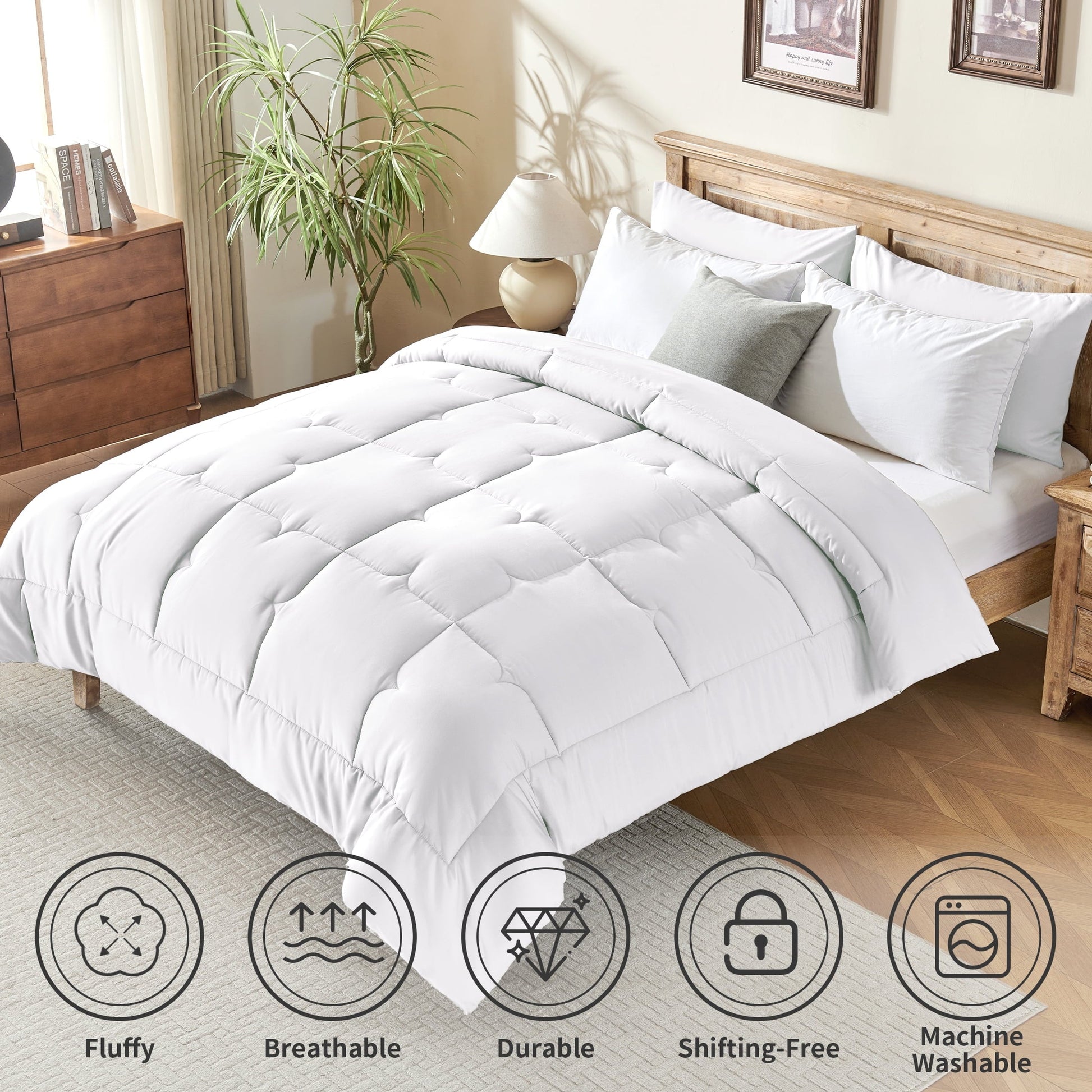 Hypoallergenic Cloud 3-Piece Queen Comforter Set - All-Season Down Alternative Bedding Bundle with 2 Pillow Shams, Premium Soft Bedding Se... - Cloud-Like Soft Lightweight Bed Comforter Detail