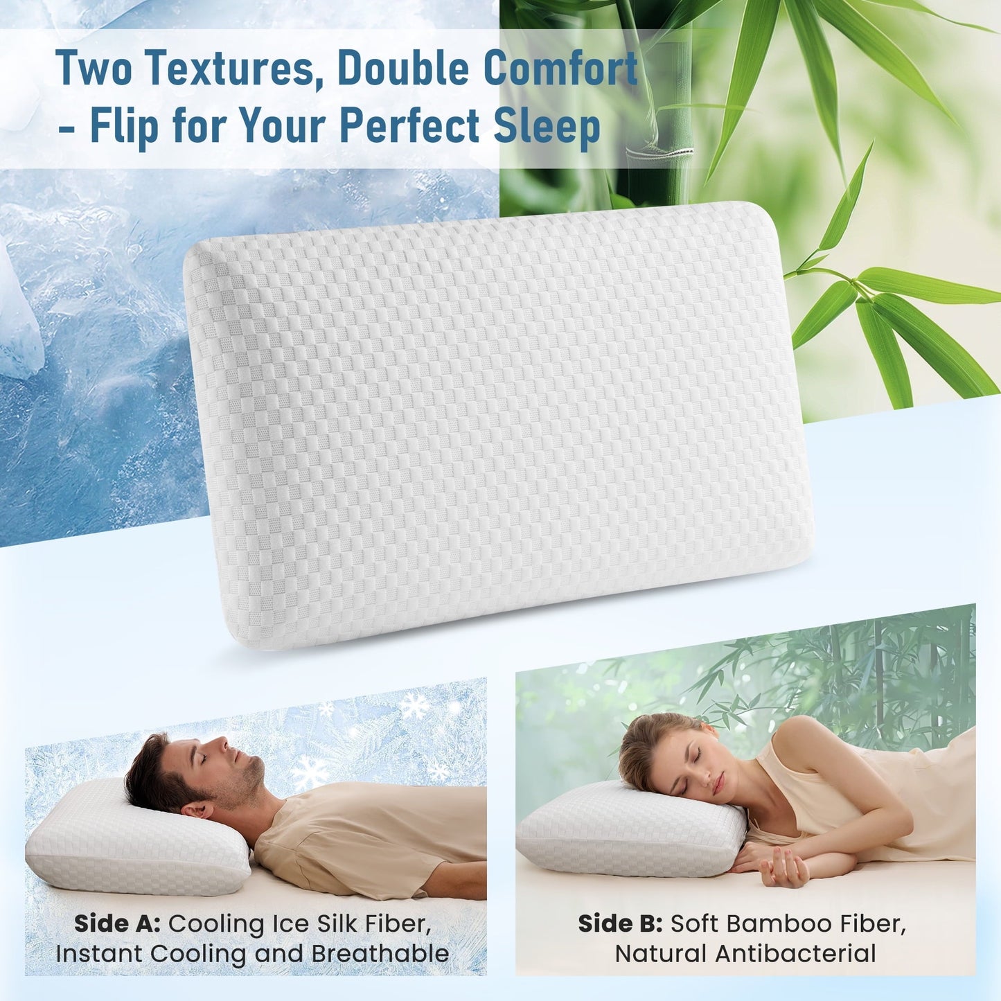 Fluffy Shredded Memory Foam Pillow for Bed, Cooling Pillow with Extra Height Pad, Supportive Bed Pillow for Side, Back & Hot Sleepers... - Hotel Quality Plush Sleeping Pillows Detail