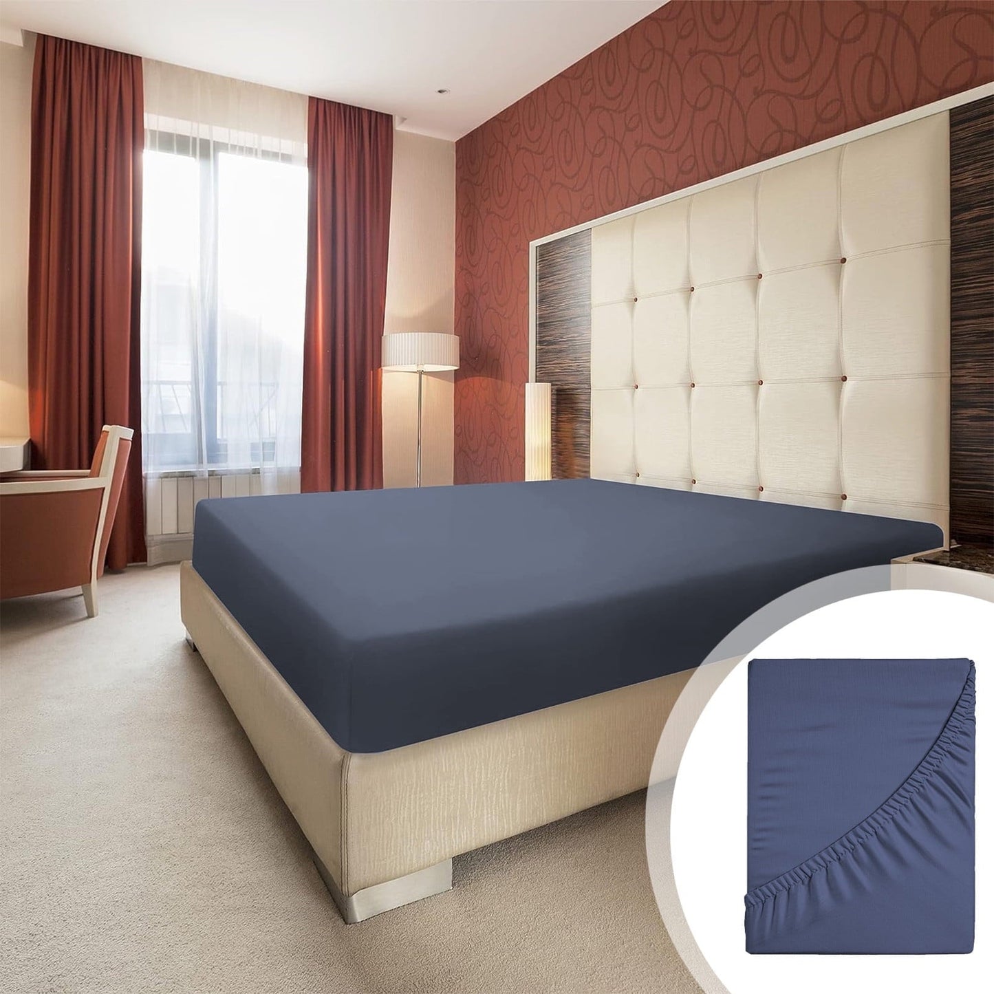 Breathable Luxury Bed Sheet, Queen Size - Deep Pocket Soft Wrinkle and Fade Resistant - Premium Ultra-Soft Pillowcase Pair for Sleeping Detail