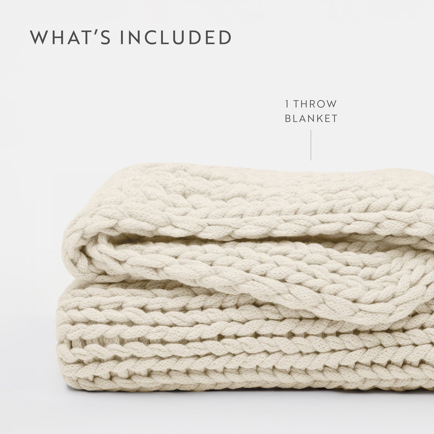 Lightweight Warm Soft & Cozy Chunky Hand-Knit Throw Blanket, Ivory - Lightweight Plush Warm Blanket for All Seasons Detail