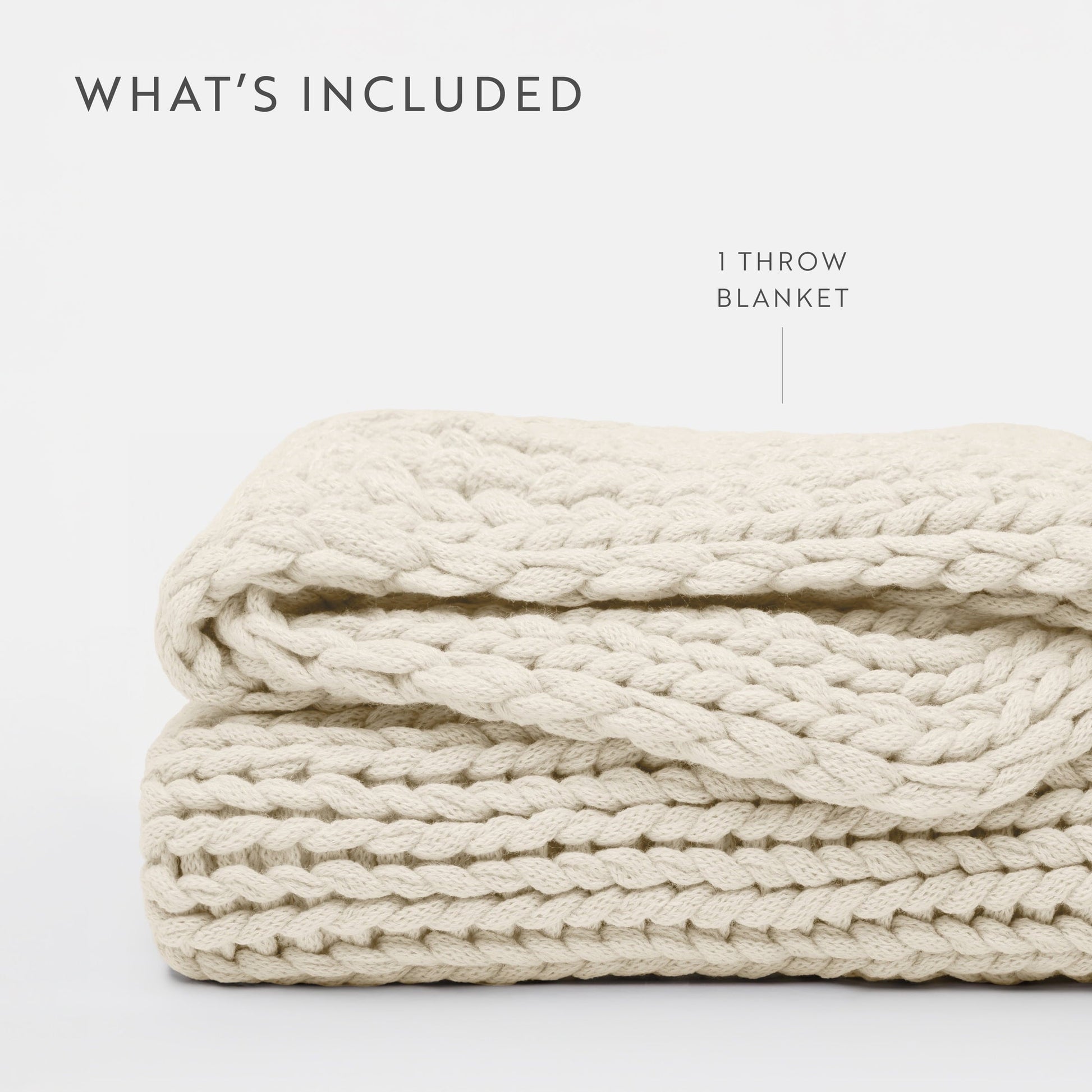 Lightweight Warm Soft & Cozy Chunky Hand-Knit Throw Blanket, Ivory - Lightweight Plush Warm Blanket for All Seasons Detail