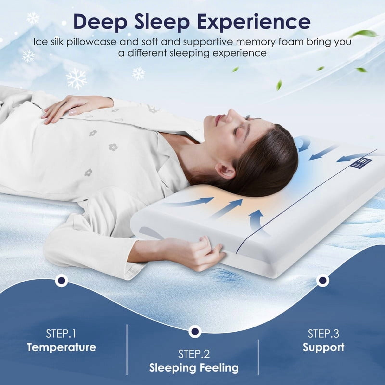 Hotel Collection Cooling Memory Foam Bed Pillow for Neck Pain Relief, Two-Sided Cooling Pillow for Back, Stomach and Side Sleepers, Tw... - Decorative Throw Pillow Cushion for Sofa & Bed Detail
