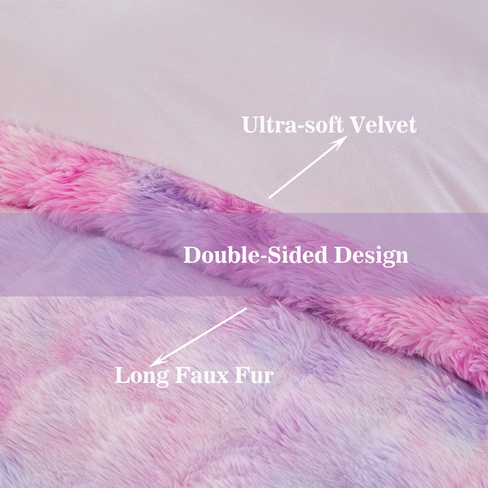 Hypoallergenic Cloud Faux Rabbit Fur Comforter Set Twin 3Pcs Girls Blue Purple Bedding Set Tie-Dyeing Soft Bed Comforter Set Warm Fuzzy Ki... - Luxurious Quilted Duvet Cover Set Detail