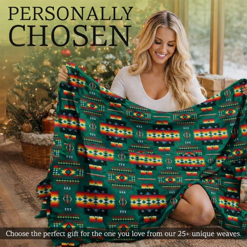 Lightweight Warm Sacred Thread Fleece Blanket South Western, Reversible Mexican, Vibrant Aztec Blankets and Throws for Aztec Decor for... - Luxury Knitted Decorative Throw Blanket with Fringes Detail