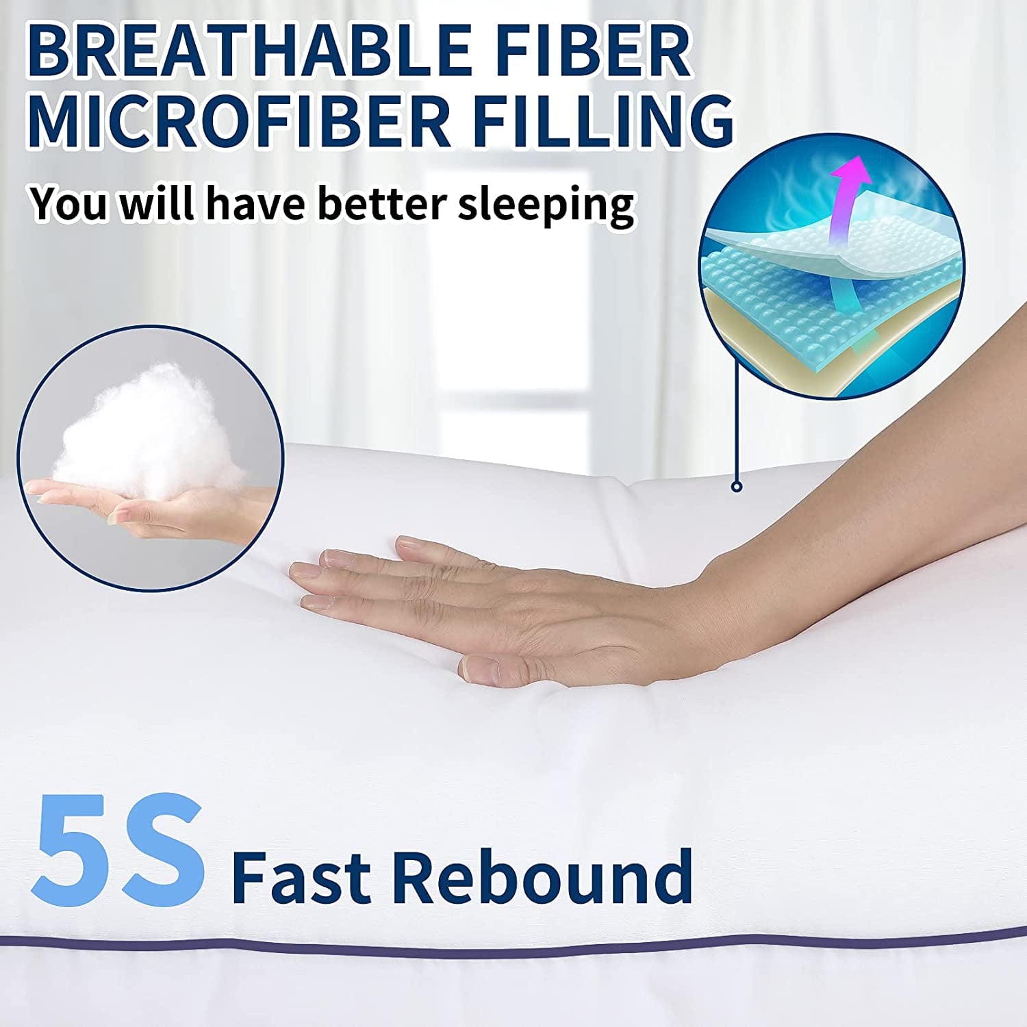 Hotel Collection Bed Pillows for Sleeping Queen Size 20" x 30" Hypoallergenic Pillow for Side and Back Sleeper Soft Supportive Hotel C... - Hotel Quality Plush Sleeping Pillows Detail