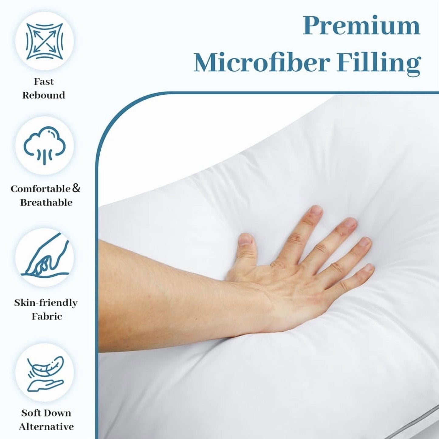 Fluffy Shredded Pillows Queen Size Set of 2, Bed Pillows for Side, Back and Stomach Sleepers, Super Soft Down Alternative Filling, Lu... - Hotel Quality Plush Sleeping Pillows Detail