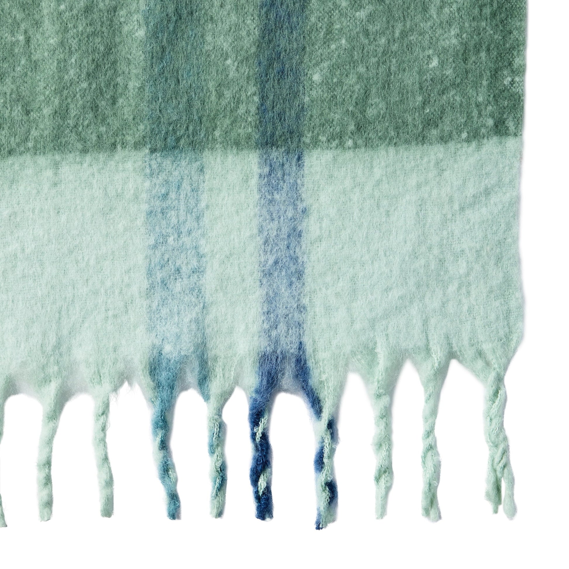 Reversible Sherpa Faux Mohair Cozy Couch Throw Blanket Green Plaid, 50x72" - Cozy Fleece Throw Blanket for Couch & Bed Detail
