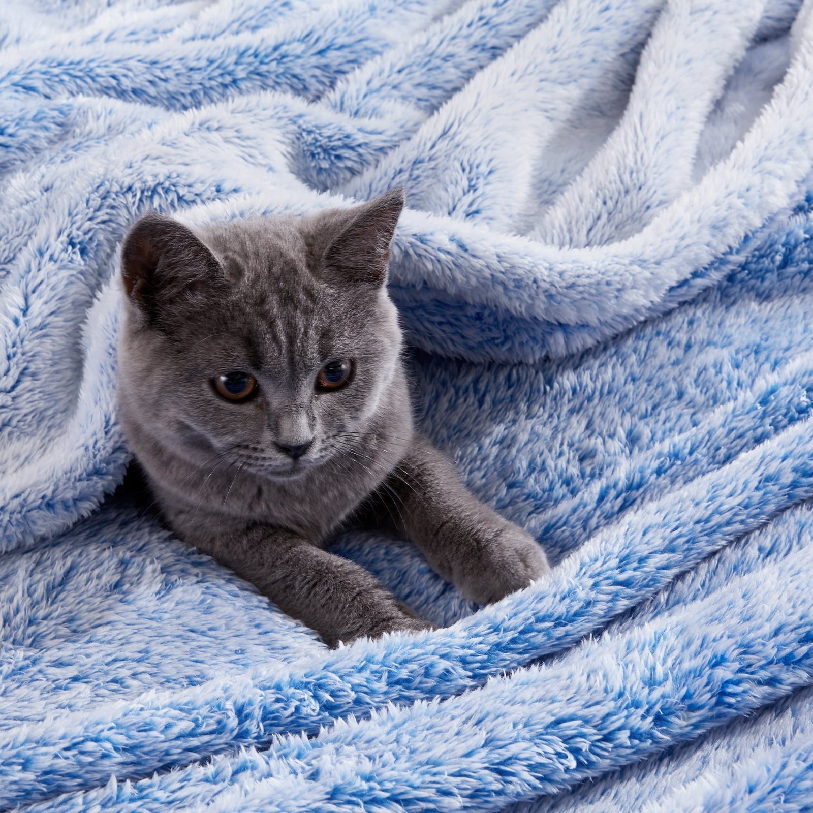 Lightweight Warm Plush Fuzzy Large Fleece Throw Blanket (50" x 70", Mixed Cobalt Blue)- Soft, Warm and Lightweight - Cozy Fleece Throw Blanket for Couch & Bed Detail