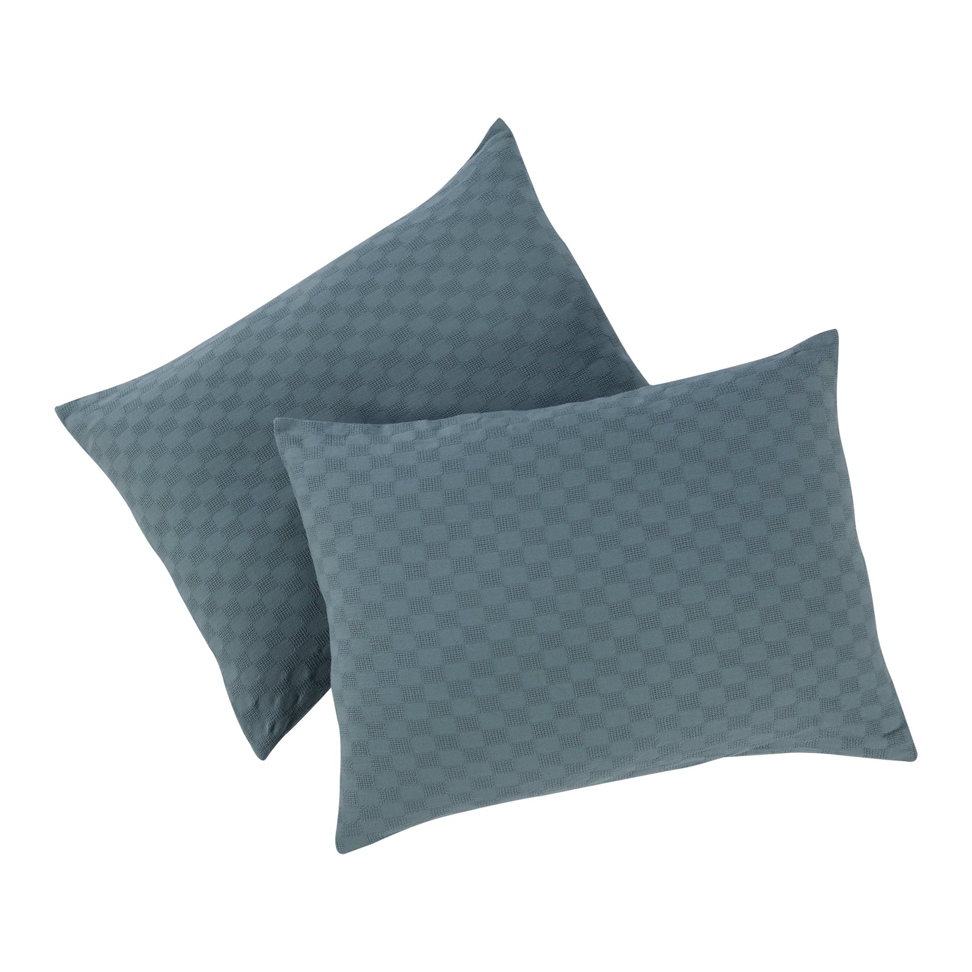 Fluffy Down Alternative Full/Queen Comforter Set, All-Season, 3-Piece, Nimbus Blue Block Weave - Luxurious Quilted Duvet Cover Set Detail