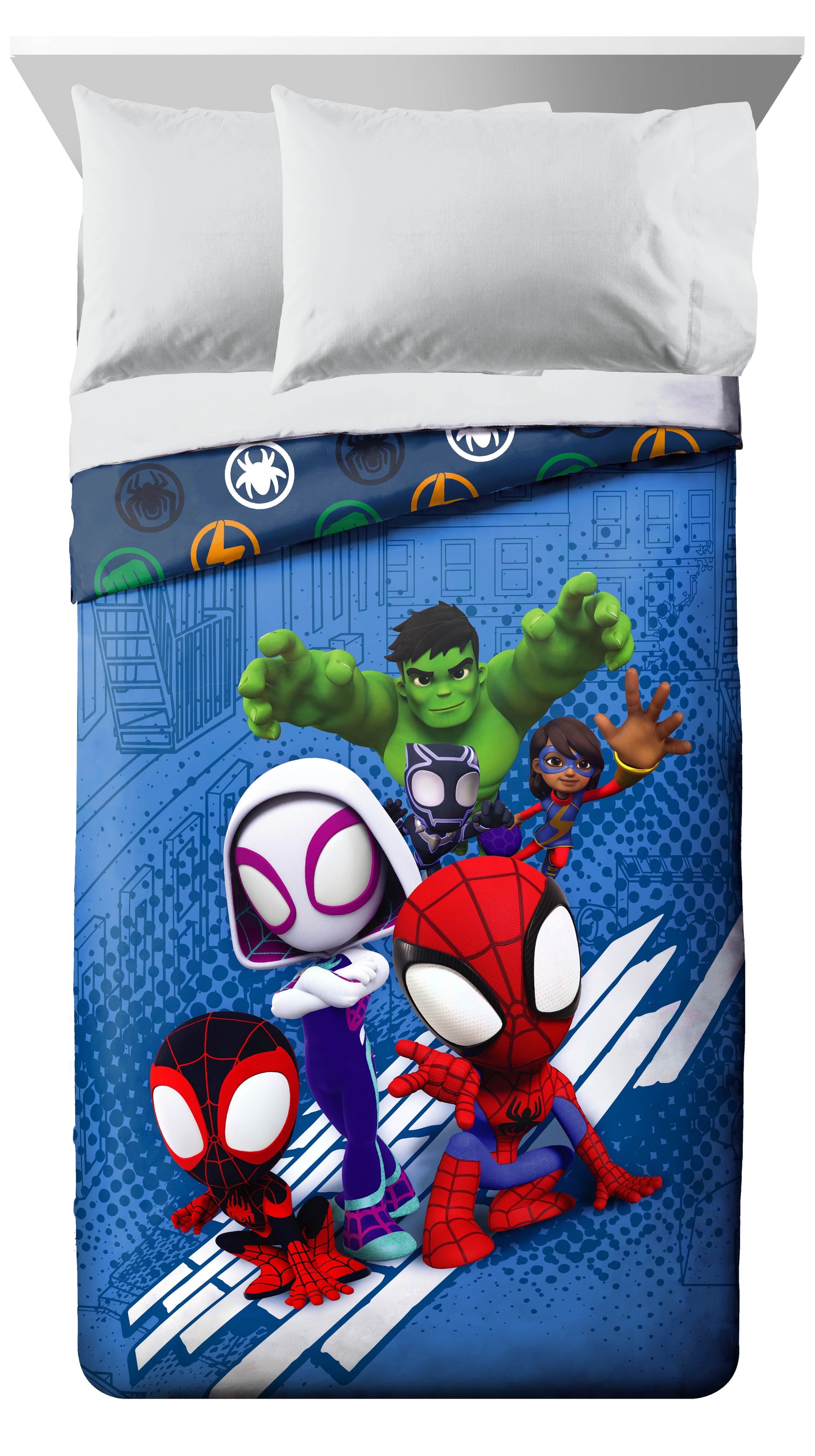 Luxurious Quilted Spidey Amazing Friends Kids 2-Piece Twin/Full Reversible Comforter Set, Microfiber, Red - Cloud-Like Soft Lightweight Bed Comforter Detail
