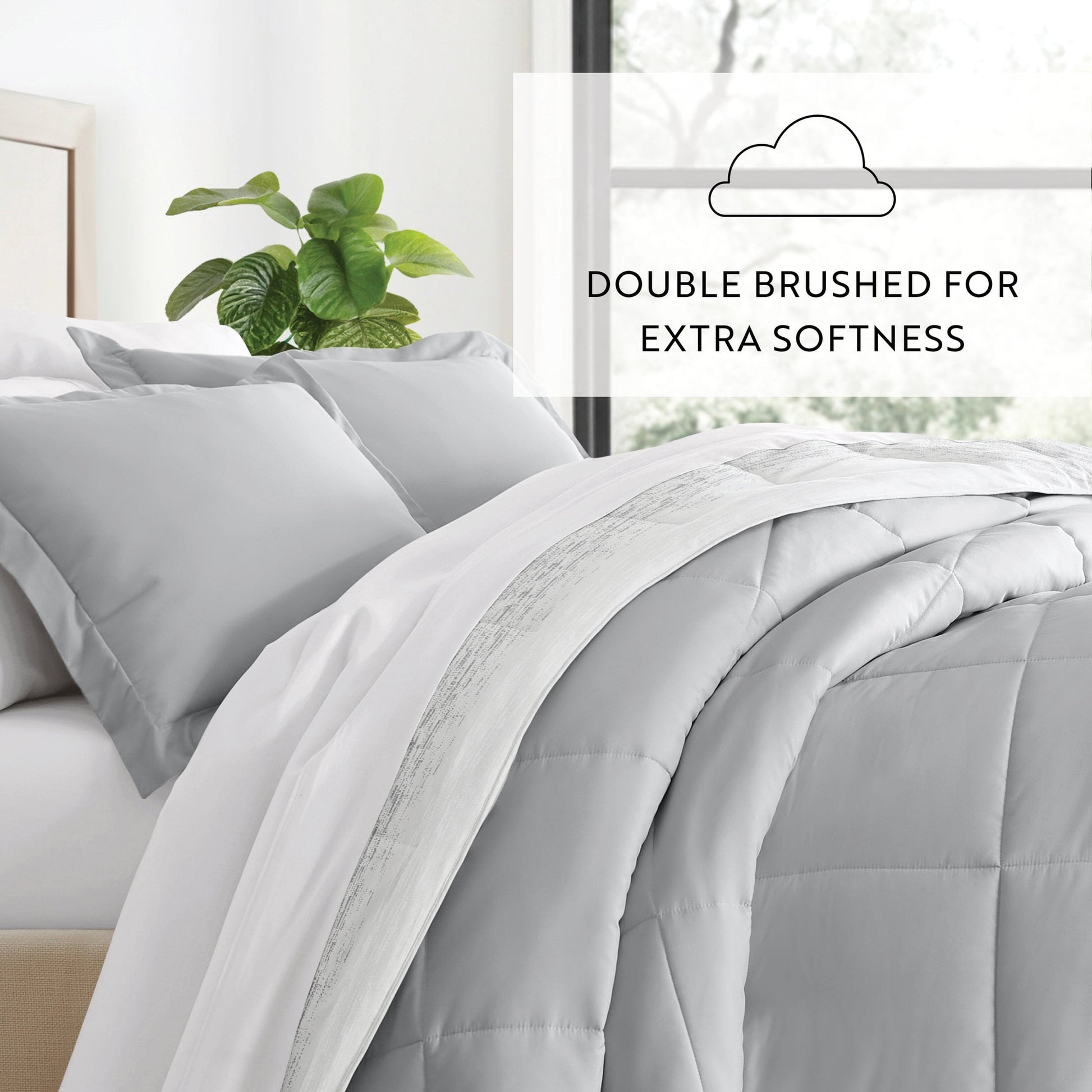 Heavyweight Warmth All Season Ultra Soft Comforter Set Lightweight Bedding in Gray/Black Ombre for Full/Queen Size - All-Season Down Alternative Comforter Insert Detail
