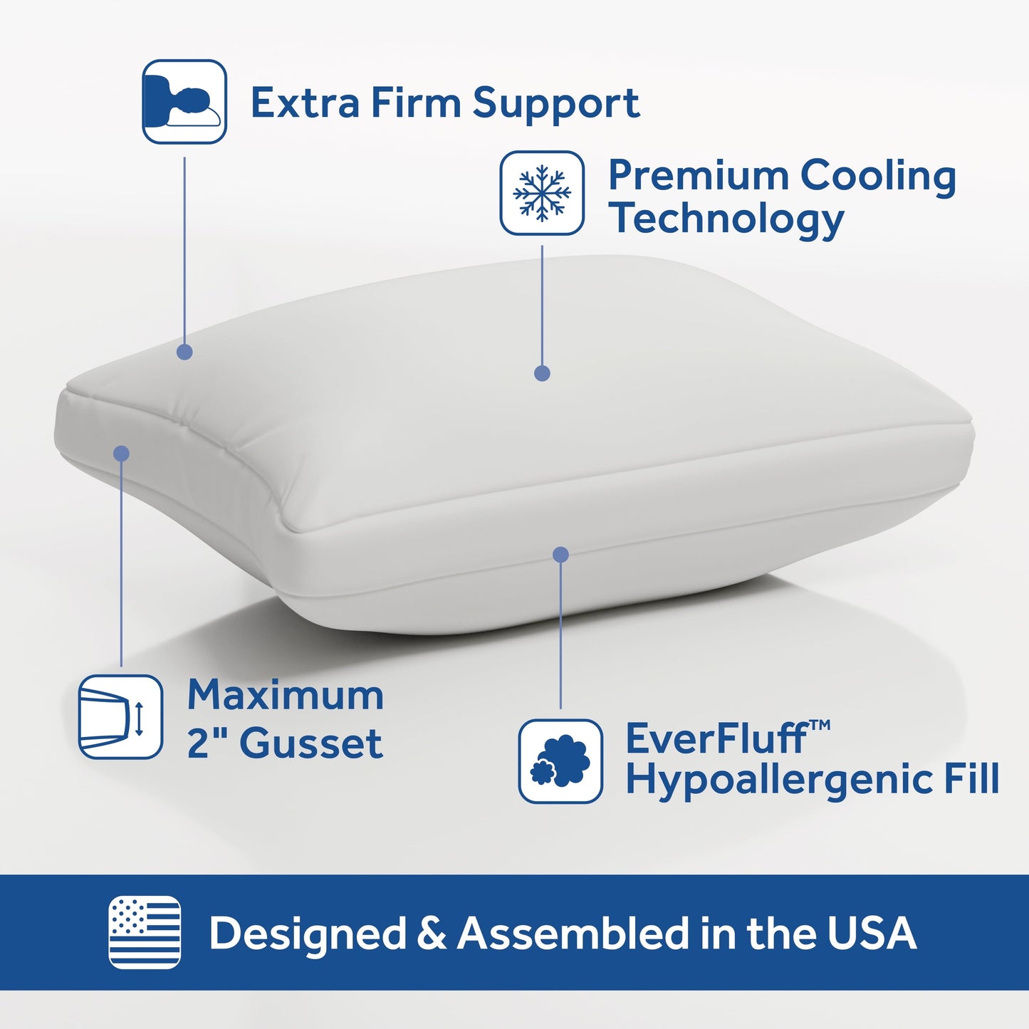 Hotel Collection Cooling Bed Pillow, Jumbo, White- Extra Firm, 2 Count - Hotel Quality Plush Sleeping Pillows Detail