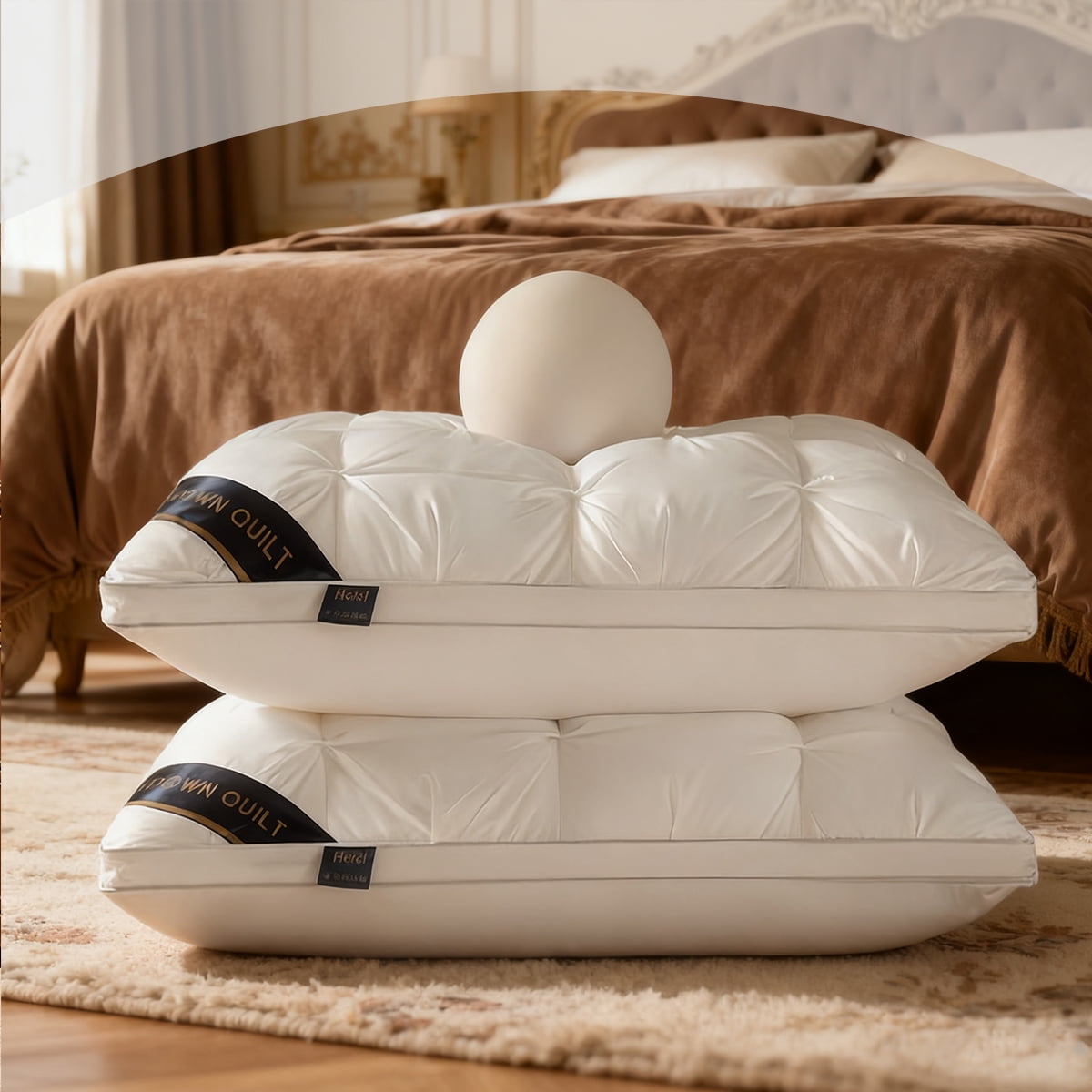 Orthopedic Support 2-Pack 3-Line Grid Bed Pillow (20.1" x 13.97") - Soft, Breathable and Hypoallergenic - Hotel Quality Plush Sleeping Pillows Detail