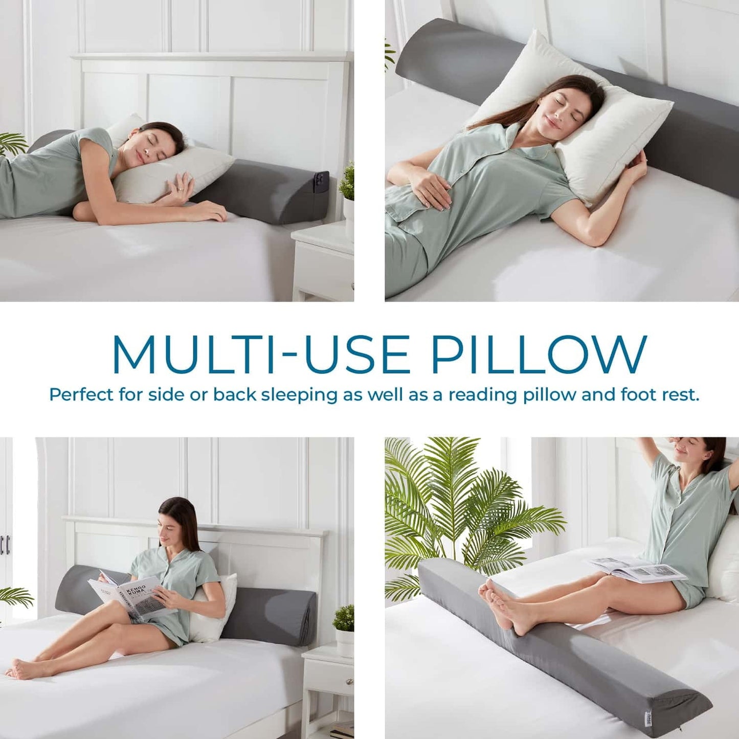 Orthopedic Support Bed Wedge Pillow for Headboard, Mattress Gap Filler Headboard Pillow, Queen Size - Ergonomic Memory Foam Pillow for Neck Pain Support Detail