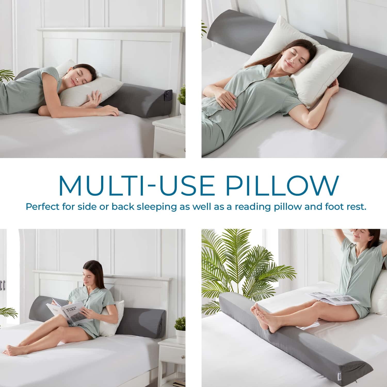 Orthopedic Support Bed Wedge Pillow for Headboard, Mattress Gap Filler Headboard Pillow, Queen Size - Ergonomic Memory Foam Pillow for Neck Pain Support Detail