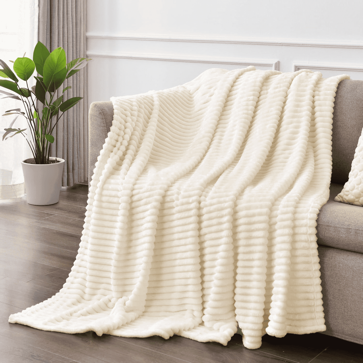 Decorative Knitted Throw Size Blanket, Extra Soft Lightweight Bed Blanket with Strip , Plush Fuzzy Cozy Throws for Couch, Bed, Sofa Cozy... - Cozy Fleece Throw Blanket for Couch & Bed - Default Title