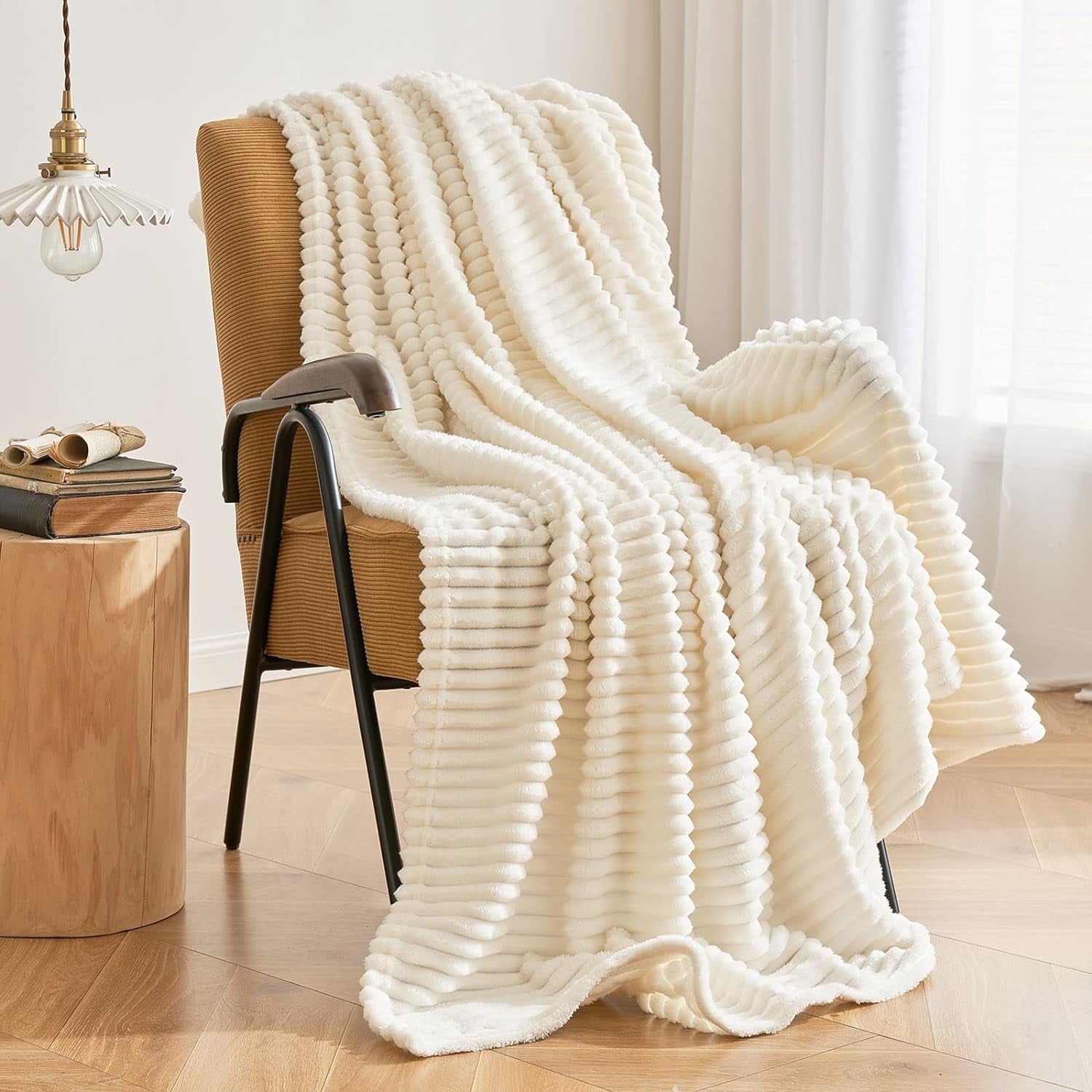 Reversible Sherpa Extra Soft with Strip, Plush Fuzzy Cozy Bed s and s for Couch,Bed,Sofa,Lightweight and Versatile s for Office Bedroom... - Cozy Fleece Throw Blanket for Couch & Bed - Default Title